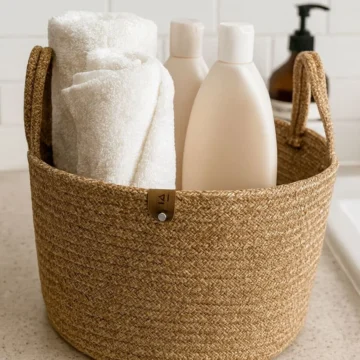 Çok Amaçlı Hasır Sepet- Banyo Sepeti- Havlu Sepeti -saksı 26x20 Hasır