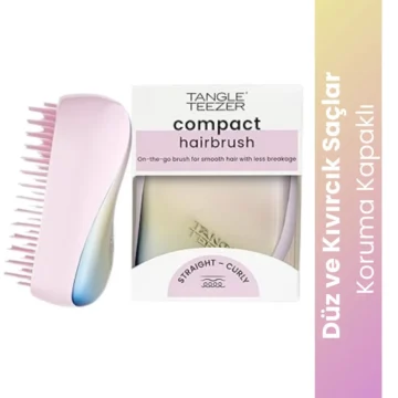 Compact Styler Matte Ombre Chrome Saç Fırçası - Düz ve Kıvırcık Saçlar İçin Çanta Boy Tarak