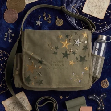 Dark Academia Theme Baskılı Unisex Postacı Çantası
