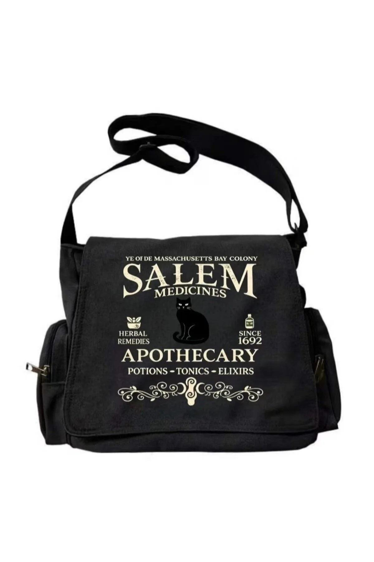 Dark Academia Theme Baskılı Unisex Postacı Çantası - Görsel 4