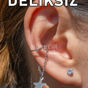 Deliksiz Cerrahi Çelik Yıldız Sallantılı Kulak Conch Piercingi (1 Adet)
