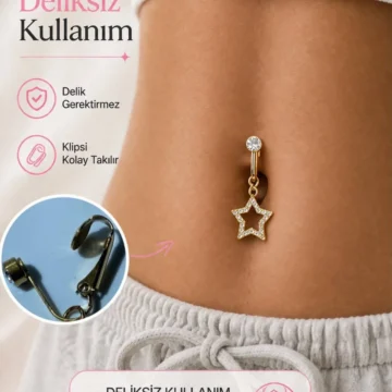 deliksiz klipsli delik gerektirmeyen göbek piercingi