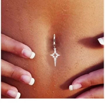 Deliksiz Kuzey Yıldızı Sallantılı Çelik Göbek Piercing