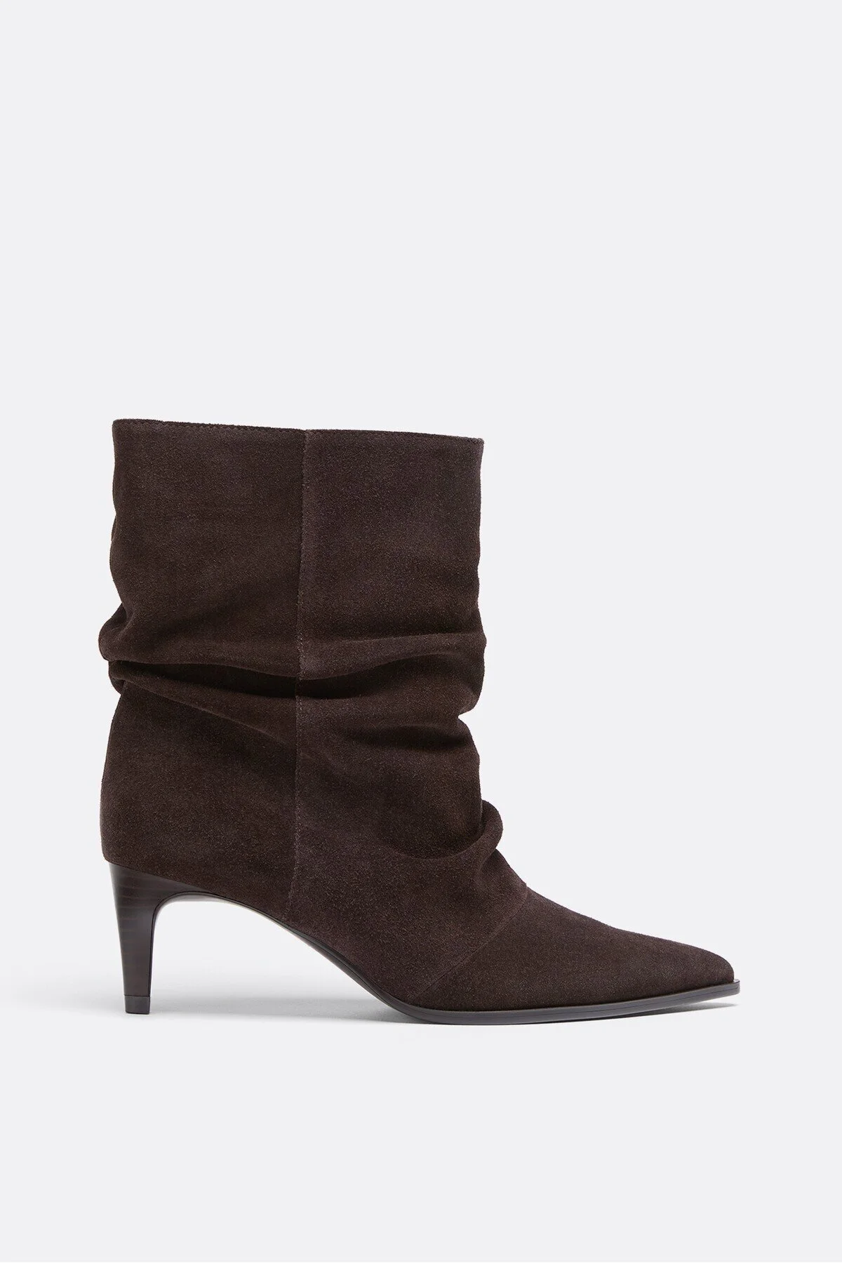 Deri slouchy stiletto topuklu bot