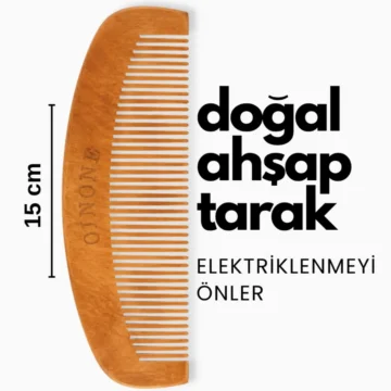 Doğal Kiraz Ağacı Ahşap Tarak - Anti-Statik Elektriklenme Karşıtı El Yapımı Saç Açma Tarağı 16x5cm