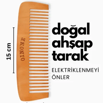 Doğal Kiraz Ağacı Ahşap Tarak - Anti-Statik Elektriklenme Karşıtı El Yapımı Saç Açma Tarağı 16x5cm