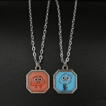Dukkanka 2'li Gumball ve Darwinn Best Friends Çiftli Kolye Bff Arkadaşlık Çelik Baskılı Kolye