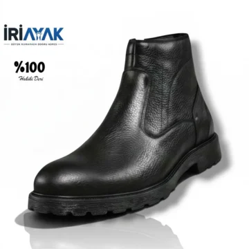 Erkek 0 Hakiki Deri Yandan Fermuarlı Büyük Numara Kışlık Bot 45-46-47