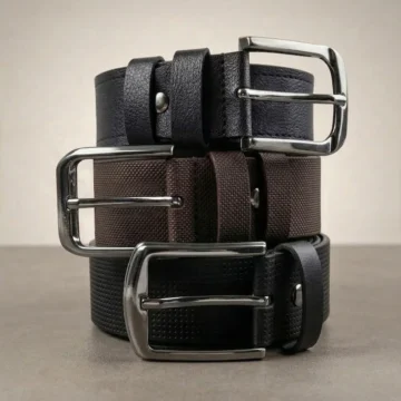 Erkek 3'lü Set 3,5 Cm Klasik Siyah-Kahverengi-Lacivert Kemer