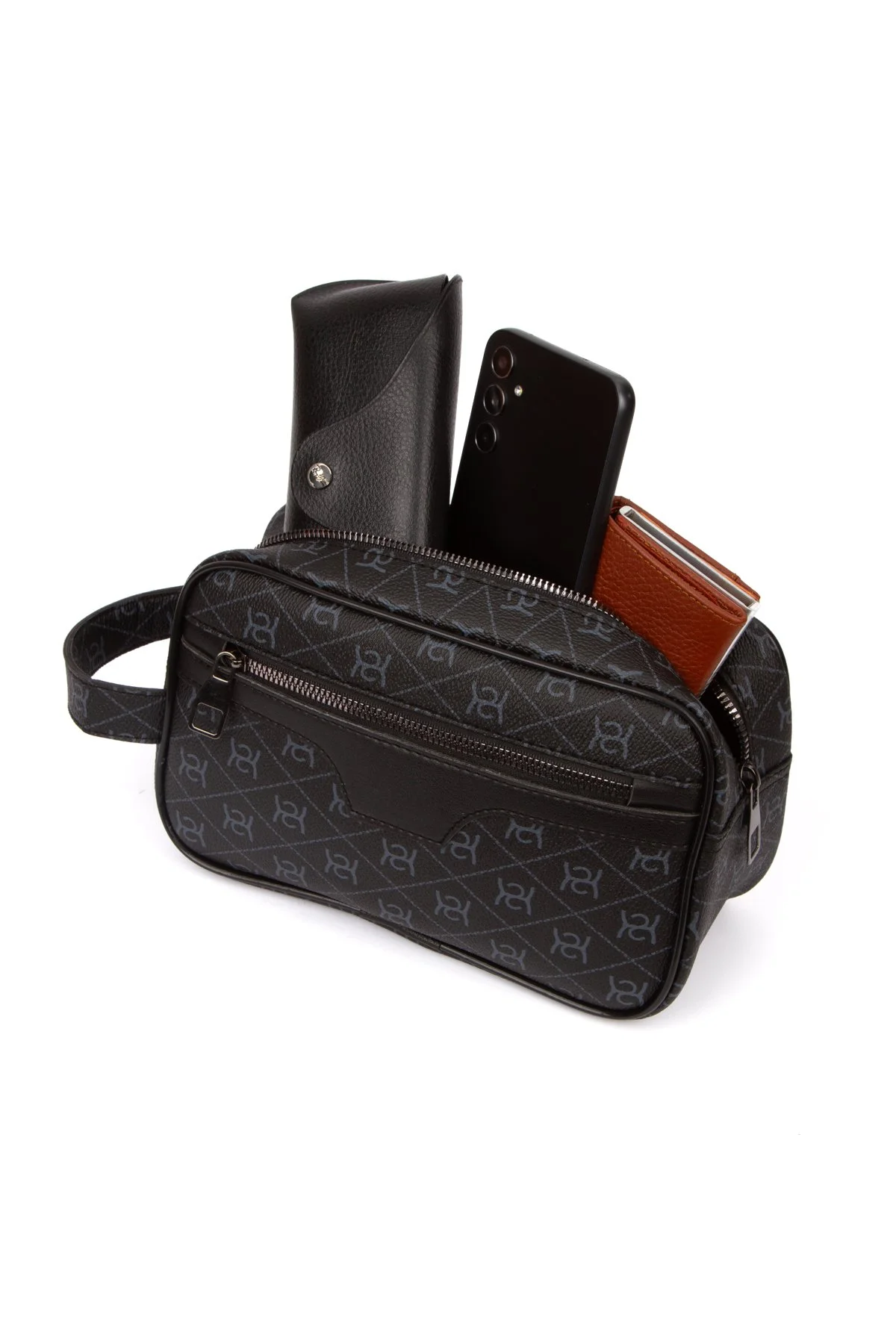 Erkek Deri Portföy Clutch Traş Kozmetik Bakım Ve Günlük El Çantası - Görsel 5