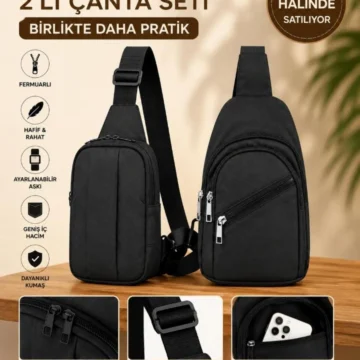Erkek Unisex Siyah Crossbag body Askılı Bel Çantası