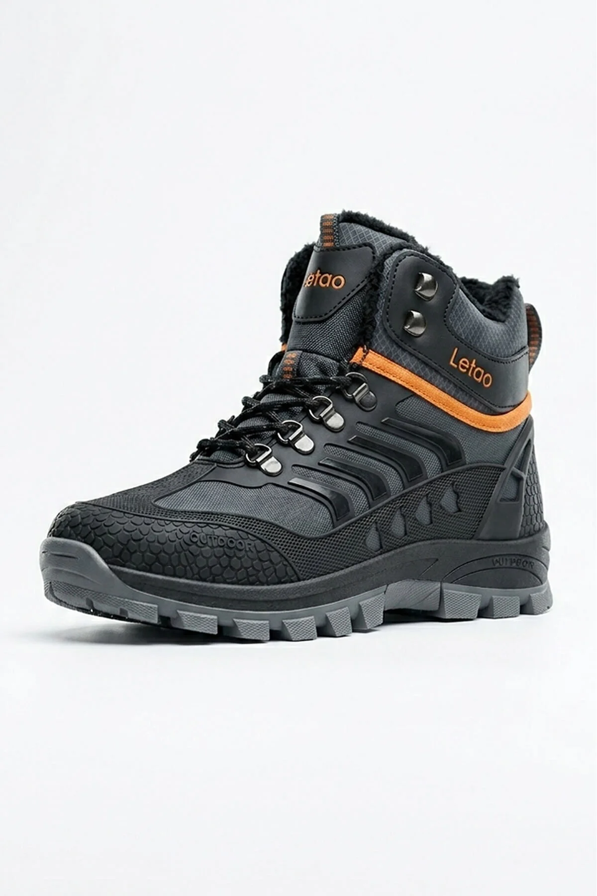Erkek Watertight Füme Siyah Trekking Kürklü Fermuarlı Bot 2132