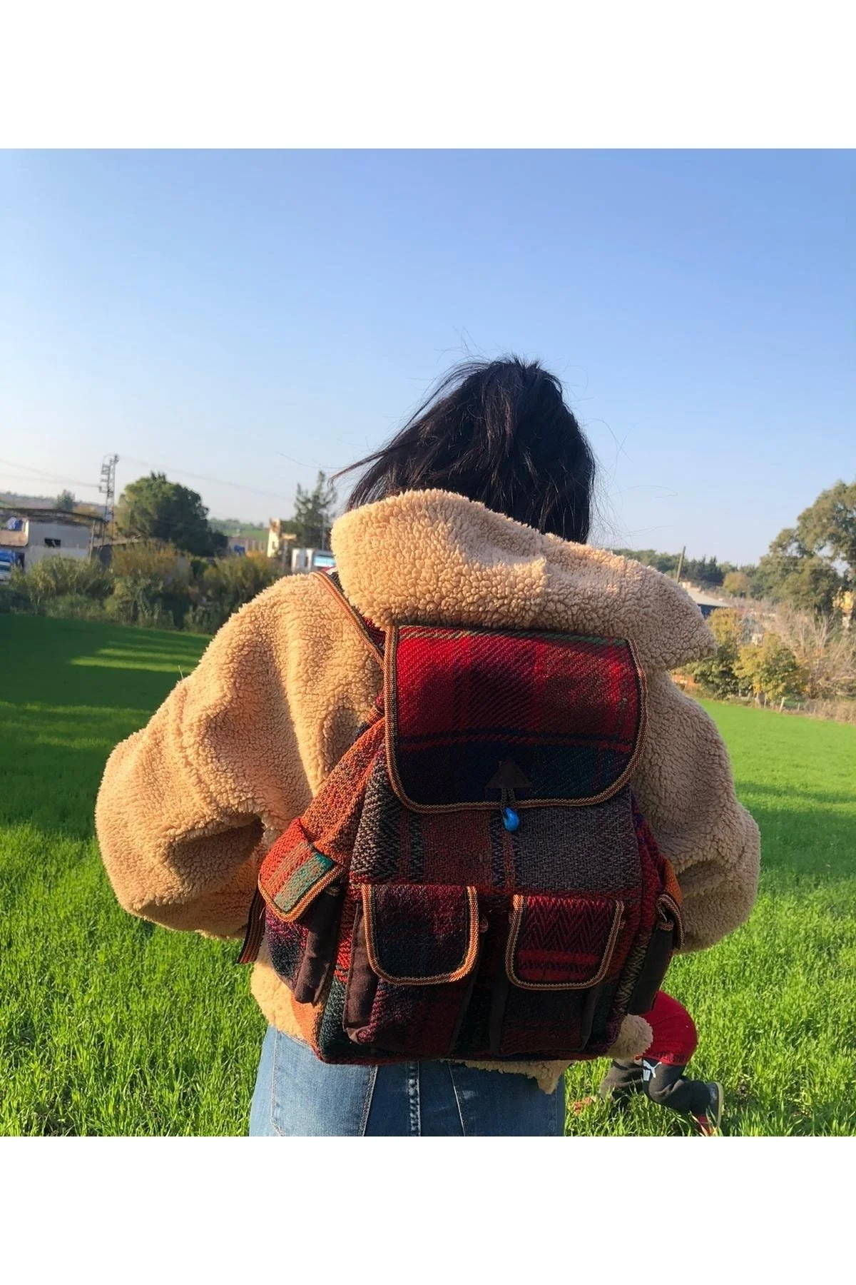 Etnik Desenli Sırt Çantası, Kilim Çanta, El Yapımı Kilim Dokuma - Görsel 2