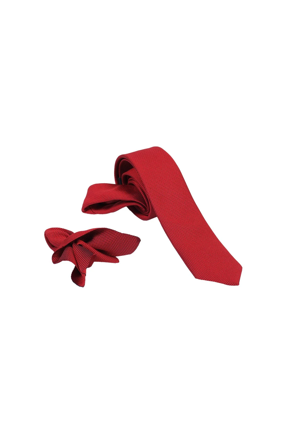 FARMEKE 1.KALİTE ÖZEL DESENLİ ÖZGÜN RENK 5.5 CM GENİŞLİĞİNDE (KUŞGÖZÜ) KRAVAT MENDİL SETİ - Görsel 3