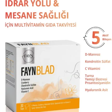 FAYNBLAD D-Mannoz, Cranberry, Kondroitin Sülfat, Hyaluronik Asit İçeren Takviye Edici Gıda 30 Saşe Vişne Aromalı