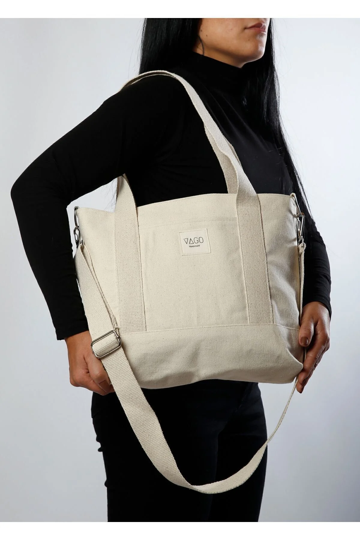 Fermuarlı Kanvas Çanta Crossbody - Görsel 2
