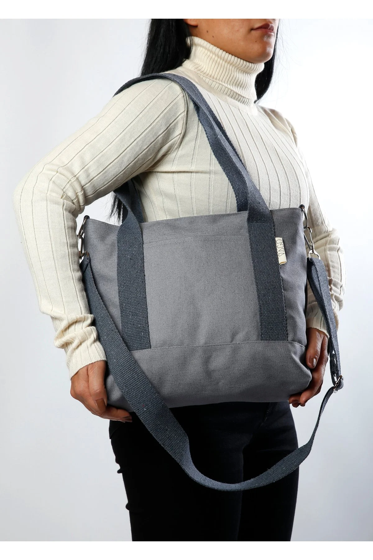 Fermuarlı Kanvas Çanta Crossbody - Görsel 3