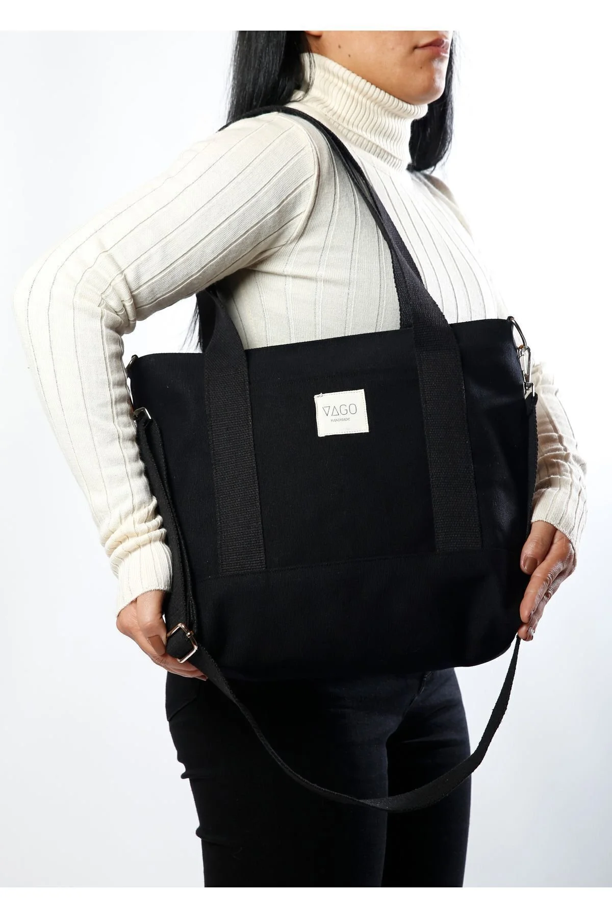 Fermuarlı Kanvas Çanta Crossbody - Görsel 4