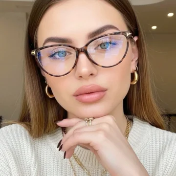 Frida Leopar Cat Eye Çerçeve Popüler Şeffaf Ekran Gözlüğü