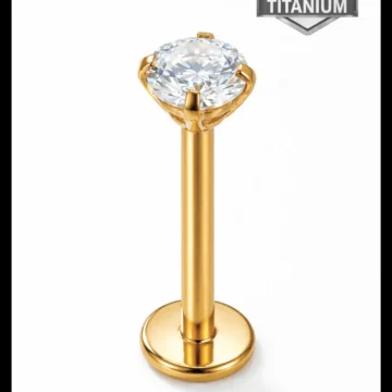 G23 Titanyum Tek Taş Labret Piercing | Tragus Helix | Vidalı Flat Back | Hassas Cilt Uyumlu
