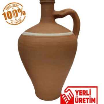 Genel Markalar El Yapımı Terleyen Küçük Boy Su Testisi 1,5lt / Toprak Bardak Hediyeli