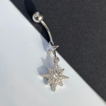 Göbek Piercing Çelik Venüs Yıldız Figürlü Gümüş Renk