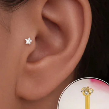 Gold Çelik Yıldız Piercing 6 Mm Tragus Helix Kıkırdak Conch