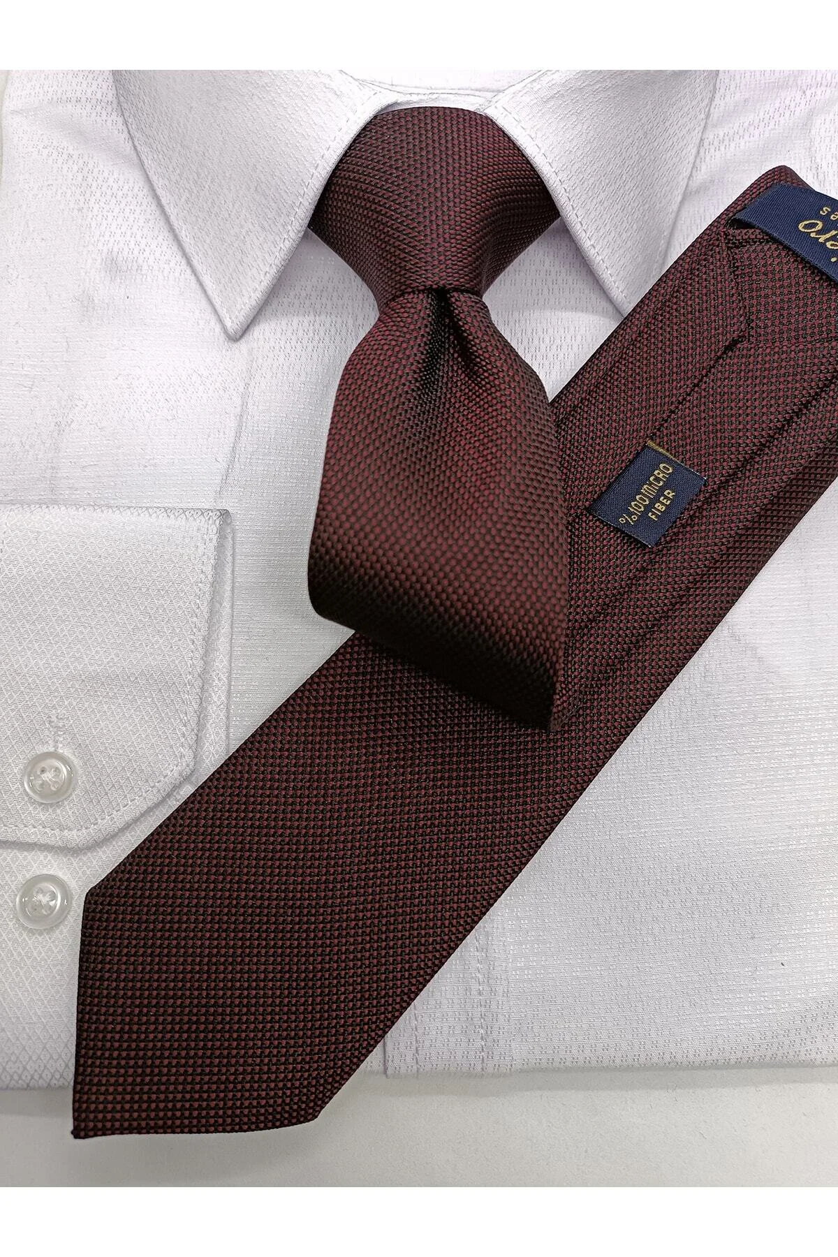 Gold Kum Desenli Slim Kravat - Görsel 7