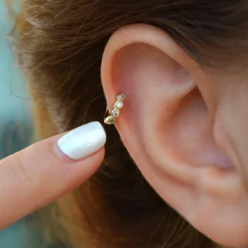Gold Taşlı 6 mm Mini Halka Piercing Tragus Forward Helix Daith Helix