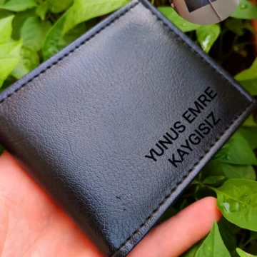 Gri Erkek Cüzdan isim Baskılı Kişiye Özel