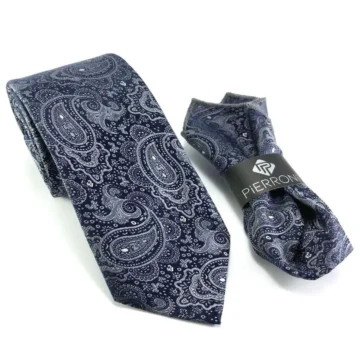 GRİ ŞAL DESEN MENDİLLİ KRAVAT