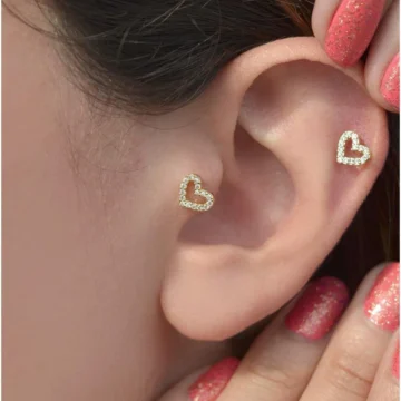Gümüş Kalp Piercing Tragus Helix Kıkırdak