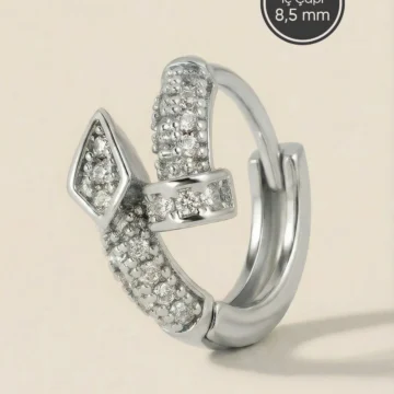Gümüş Renkli Cerrahi Çelik Sarmal Çivi Model Halka Piercing – Helix (1 adet)