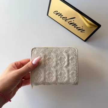Gümüş Silver Yıldız Desenli Kapitone Kadın Cüzdan - Fermuarlı Kartlık ve Bozuk Para Bölmeli