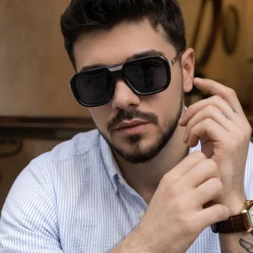 Güneş Gözlüğü Erkek Uv400 Cam Ce Belgeli Gold Siyah