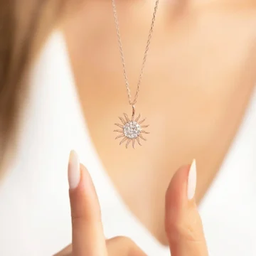 Güneş Model 14k Altın Kaplama Kadın Kolye