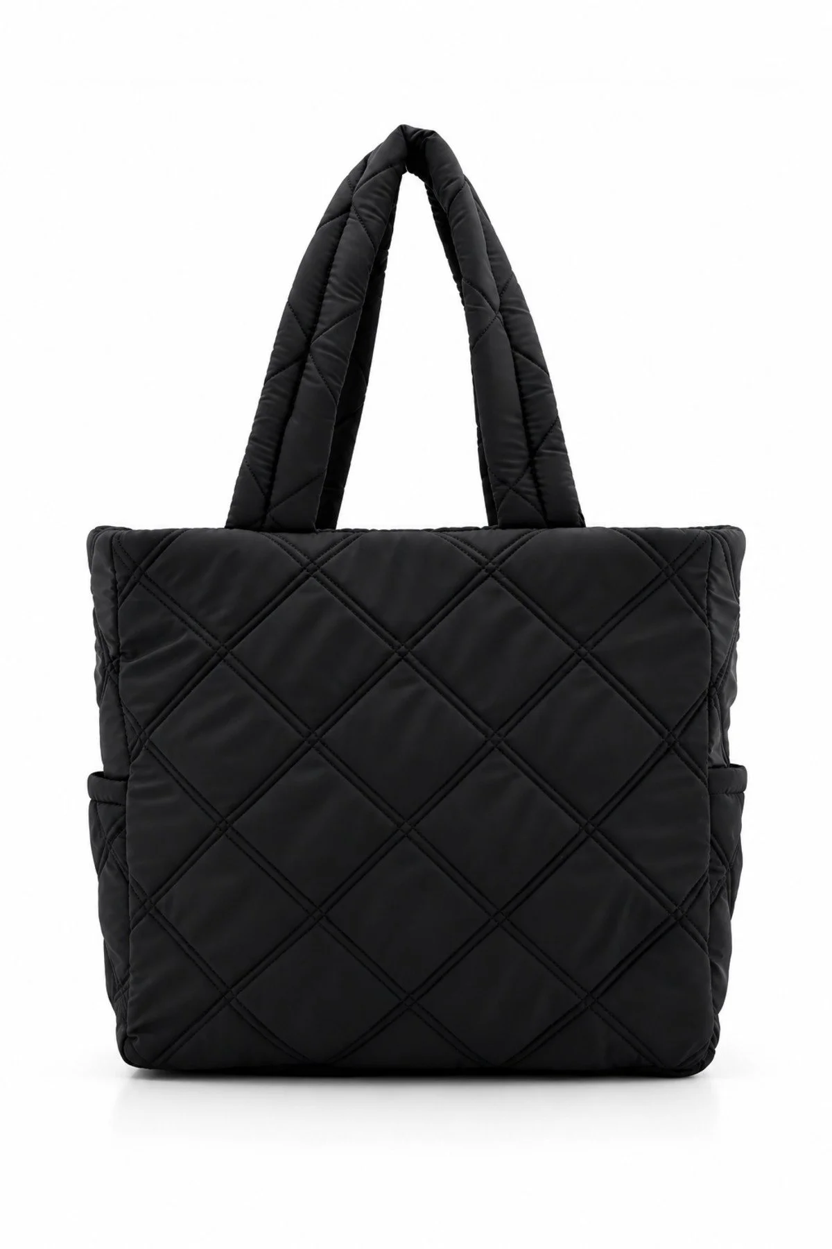 Haki Renk Kabartmalı Puf Kumaş Shopper Çanta - Görsel 4