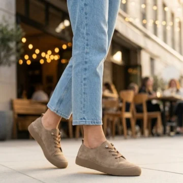 Hakiki Deri Kahverengi Süet Kadın Deri Sneaker DP87-0185