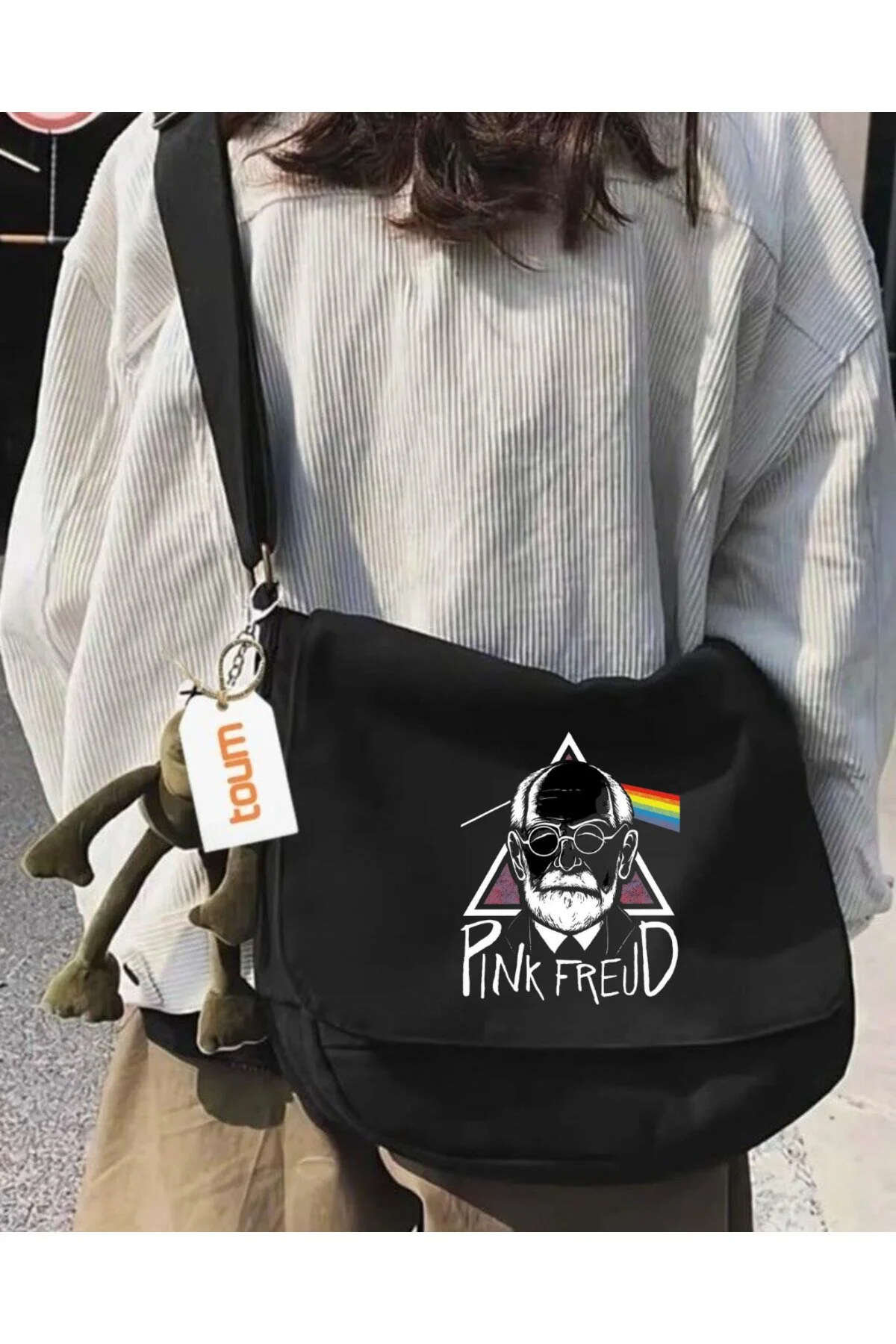 Harajuku Gothic Punk Baskılı Unisex Postacı Çantası - Görsel 7