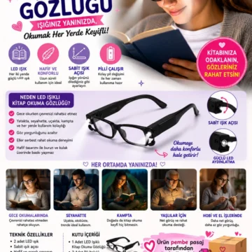 Hd Led Işıklı Kitap Okuma Gözlüğü Camsız Gözlük