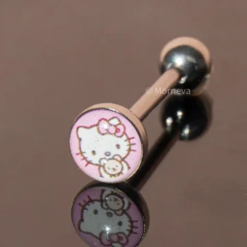 Hello Kitty Pembe Çelik Dil Tongue Piercingi