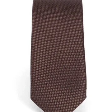İnce Armürlü Kahverengi Erkek Kravat