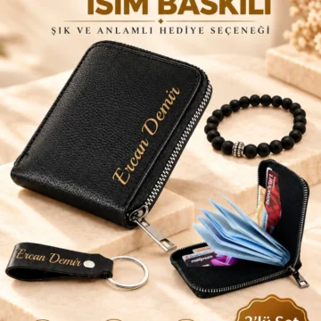 İsme Kişiye Özel Cüzdan Kartlık Kağıt Para Bölmeli Fermuarlı Üniseks Cüzdan