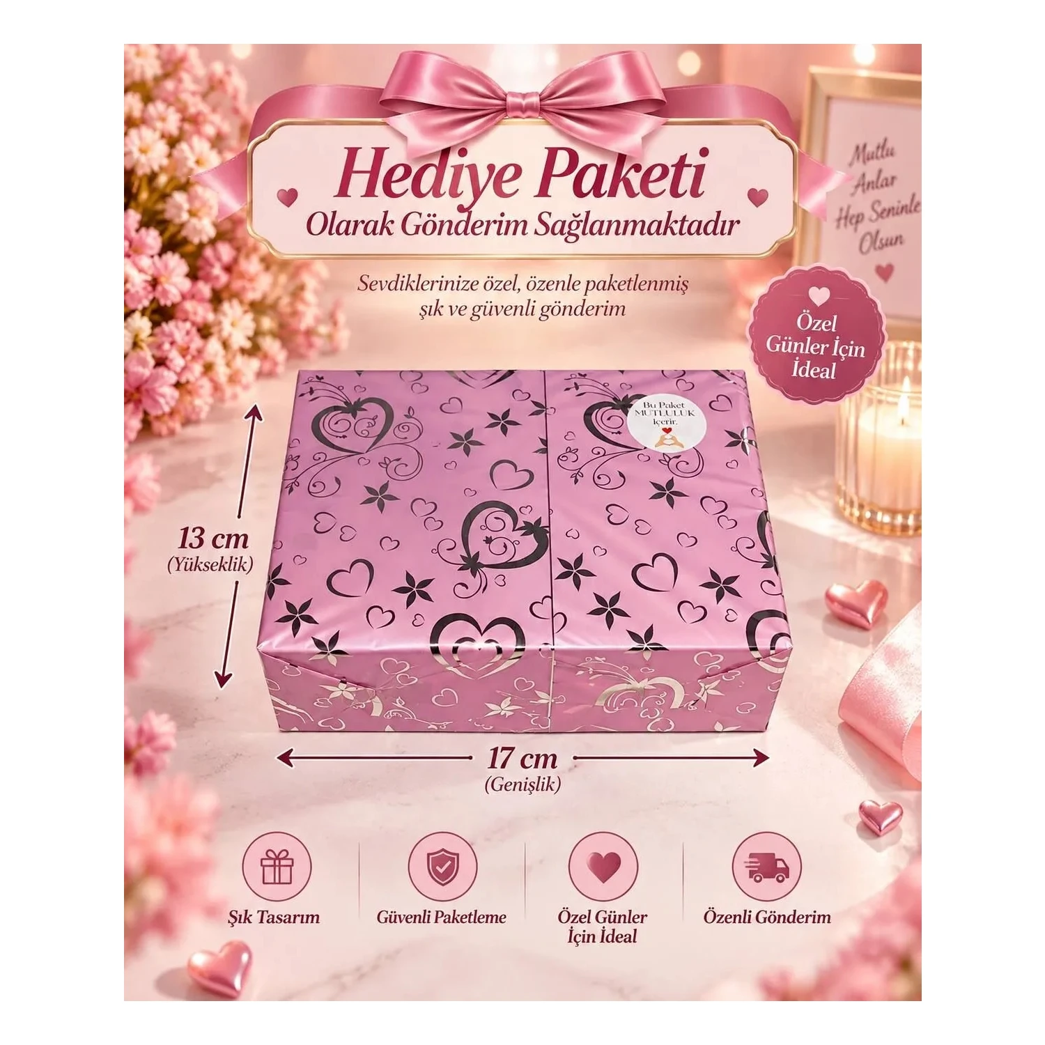 Iyi Ki Varsın Hediye Kutusu – Kalpli Kolye, Işıklı Kar Küresi, Peluş Ayıcık ve Dilek - Görsel 4