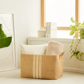 Jüt Dolap İçi Çamaşır Çocuk Odası Oyuncak Düzenleyici Katlanır Saklama Sepeti Organizer 42x31x25