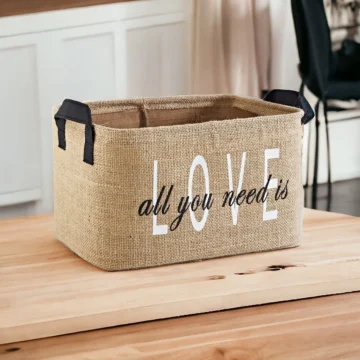 Jüt Dolap İçi Çamaşır Çocuk Odası Oyuncak Düzenleyici Katlanır Saklama Sepeti Organizer 30x22x18