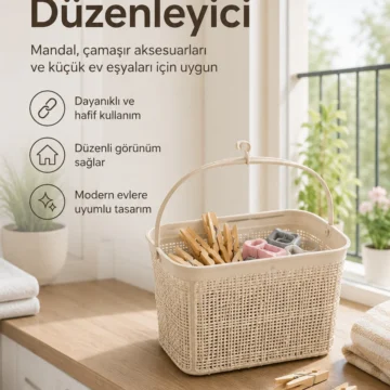Jute Mandal Sepeti 3 L Çok Amaçlı Çamaşır Oyuncak Saklama Taşıma Sepeti