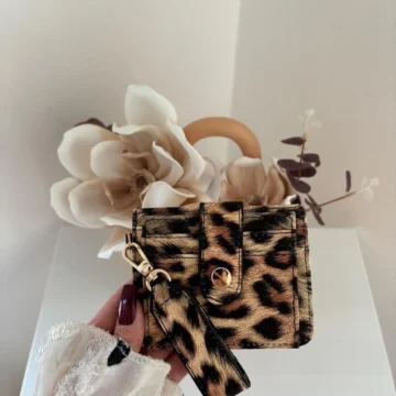 Kadın Anahtarlık Detaylı Leopar Desenli Cüzdan