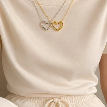 Kadın Gold Gümüş Kalp Düğüm Kolye Seti 2 Adet
