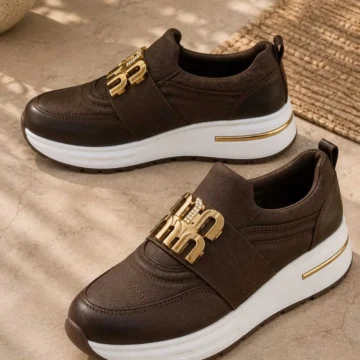 Kadın, Gold Tokalı, Kalın Taban, Konforlu, Günlük Sneaker Spor Ayakkabı